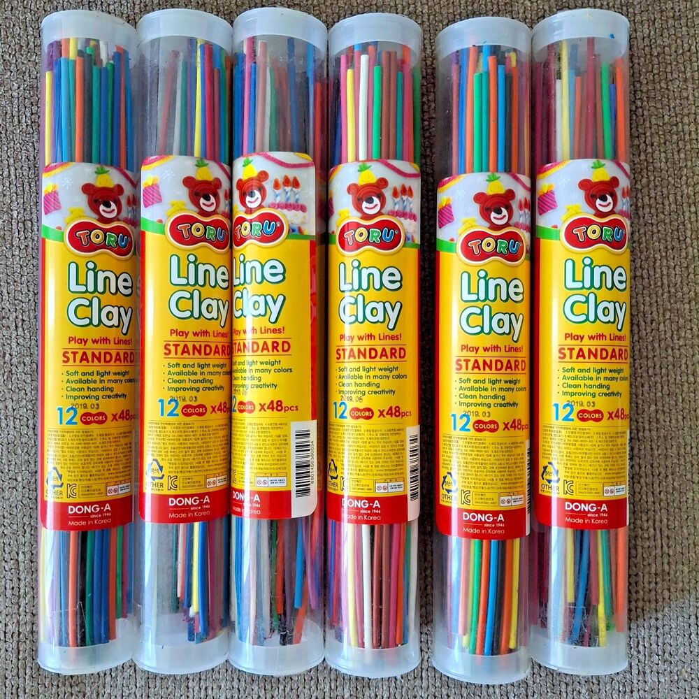 Lot of 6 - TORU Line Clay Creative Set | 12 Colors 48 Pieces Sticks  Arts Crafts